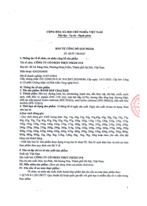 Bản công bố sản phẩm bánh bắp Cracker